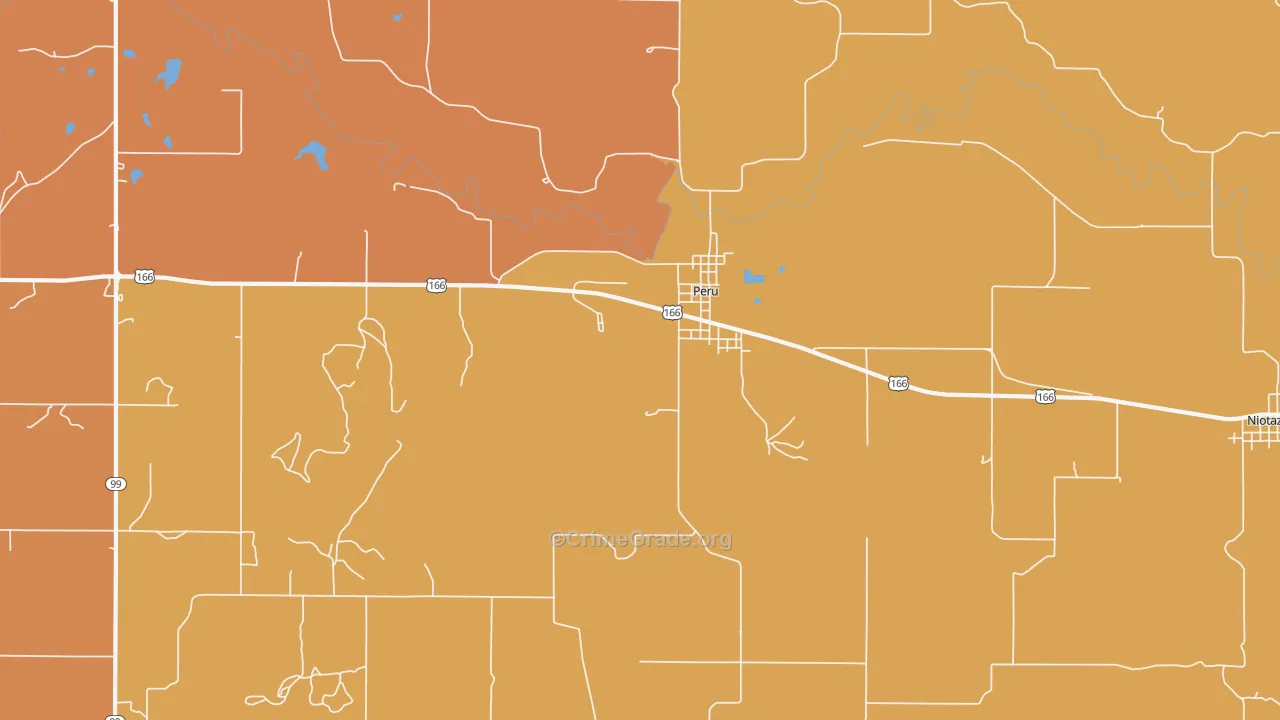 Peru, KS Map of Robbery Rates