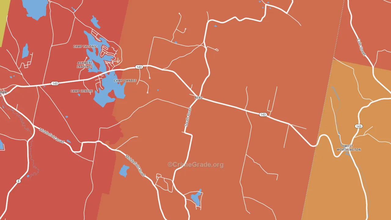 Peru, MA Map of Robbery Rates