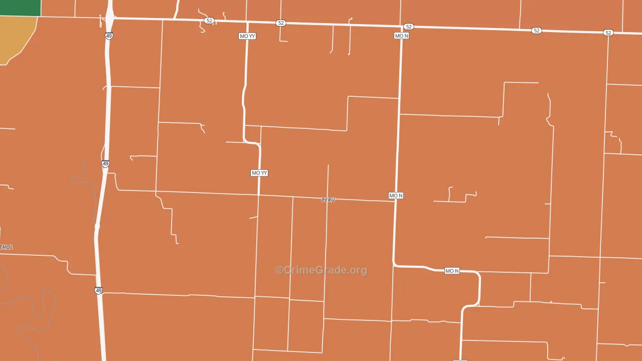 Peru, MO Map of Robbery Rates