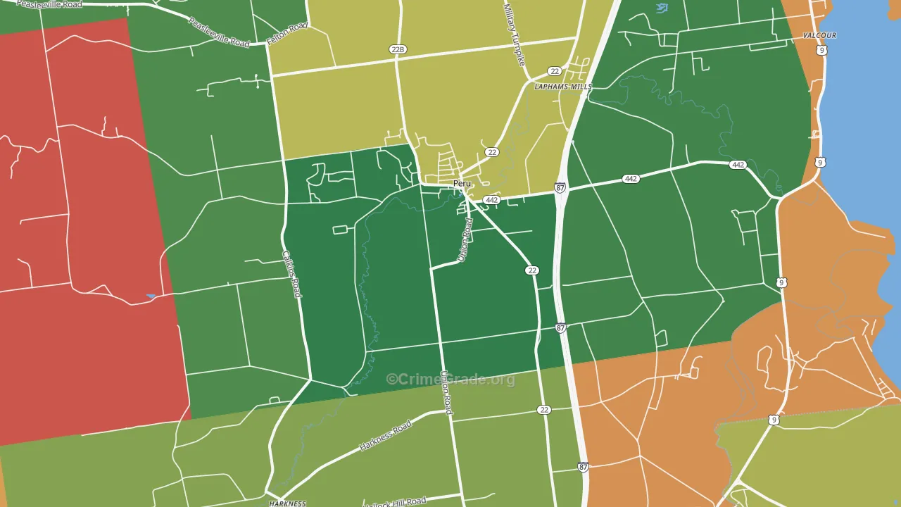 Peru, NY Map of Robbery Rates
