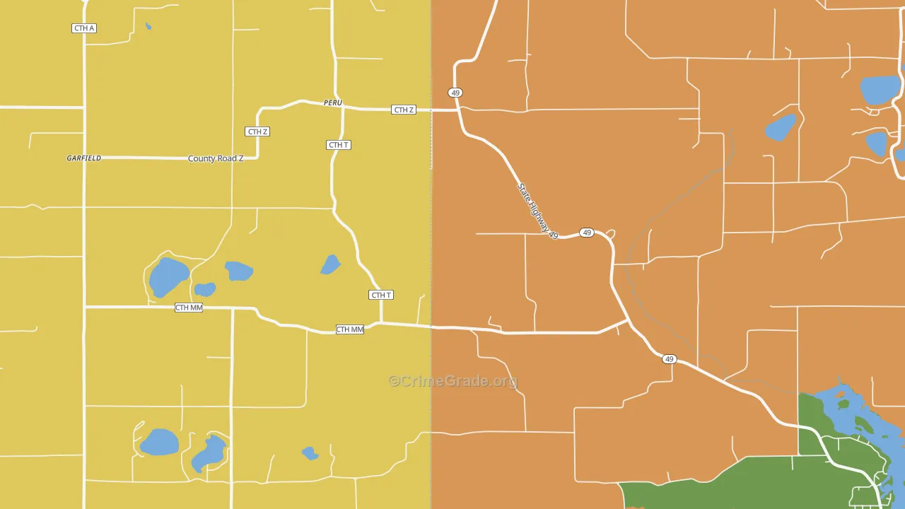 Peru, WI Map of Robbery Rates