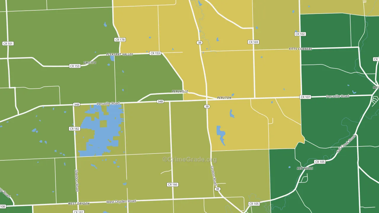 Peruville, NY Map of Robbery Rates