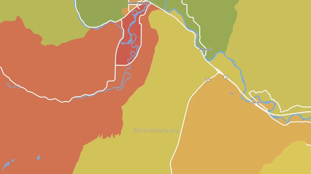 Peshastin, WA Map of Robbery Rates