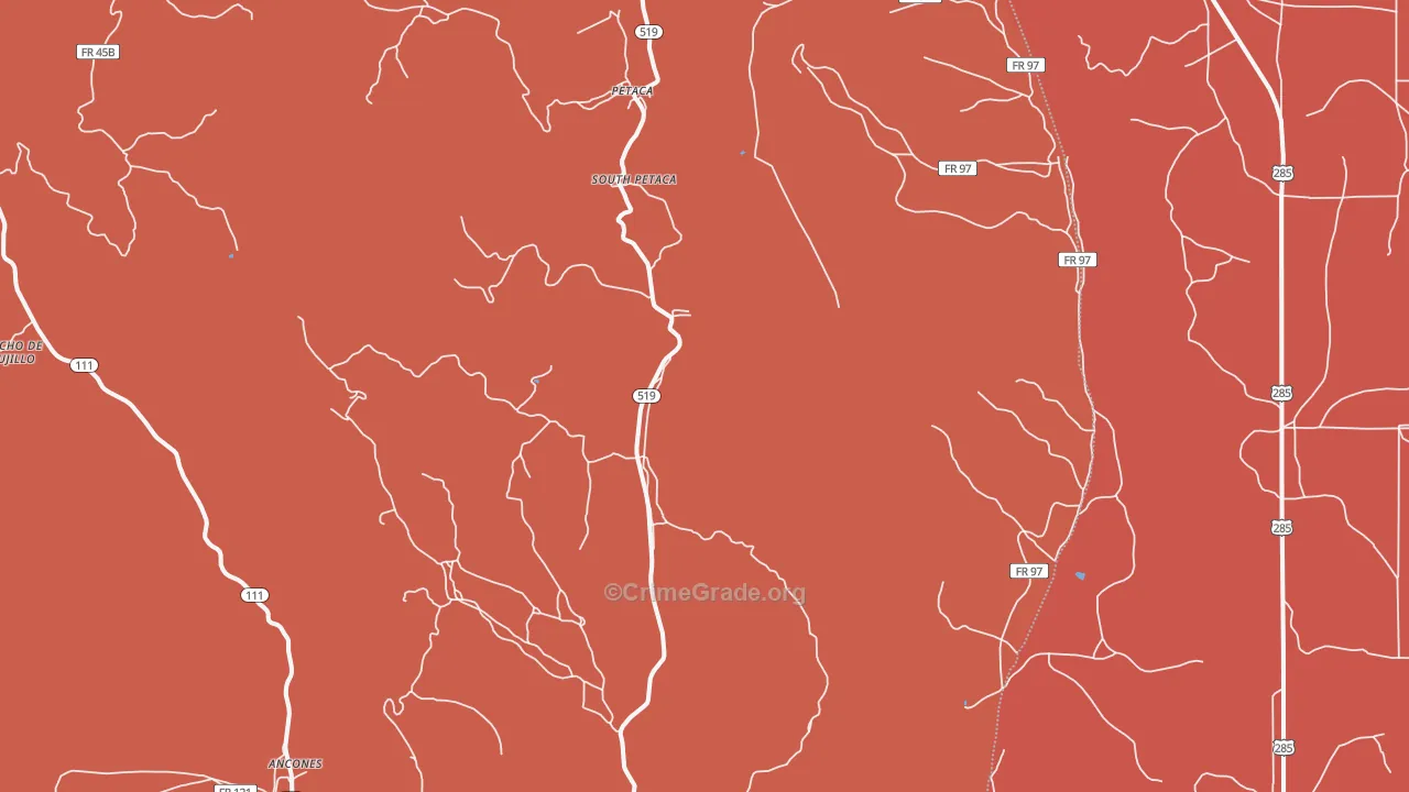 Petaca, NM Map of Robbery Rates