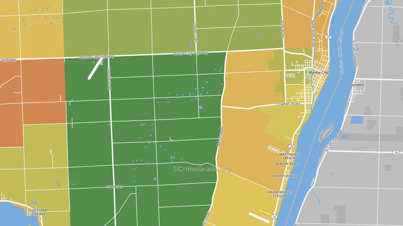 Peters, MI Map of Robbery Rates