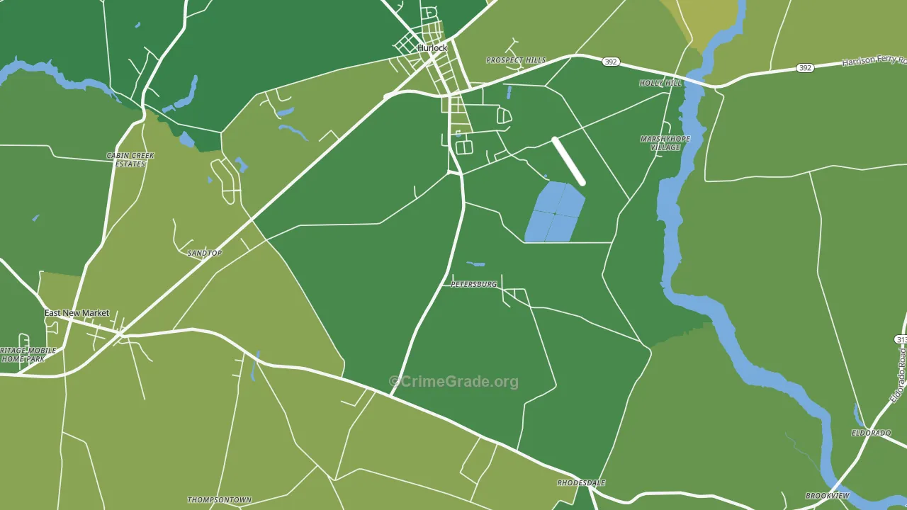 Petersburg, MD Map of Robbery Rates