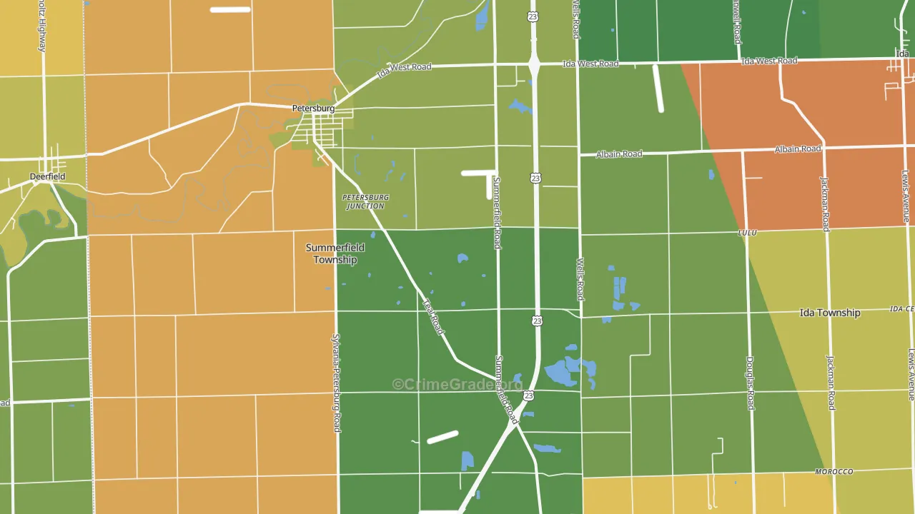 Petersburg, MI Map of Robbery Rates