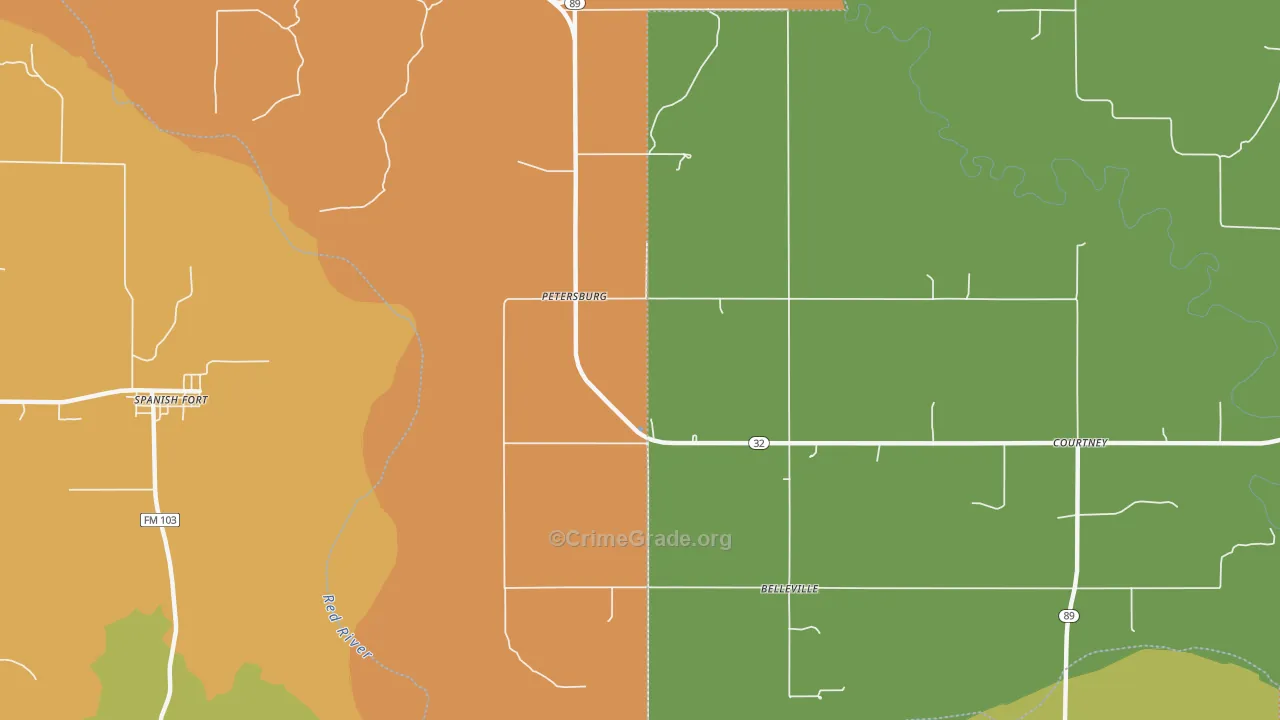 Petersburg, OK Map of Robbery Rates