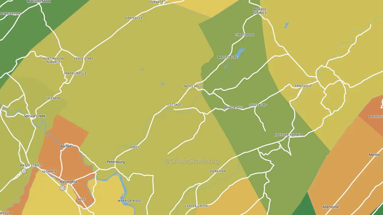 Petersburg, PA Map of Robbery Rates