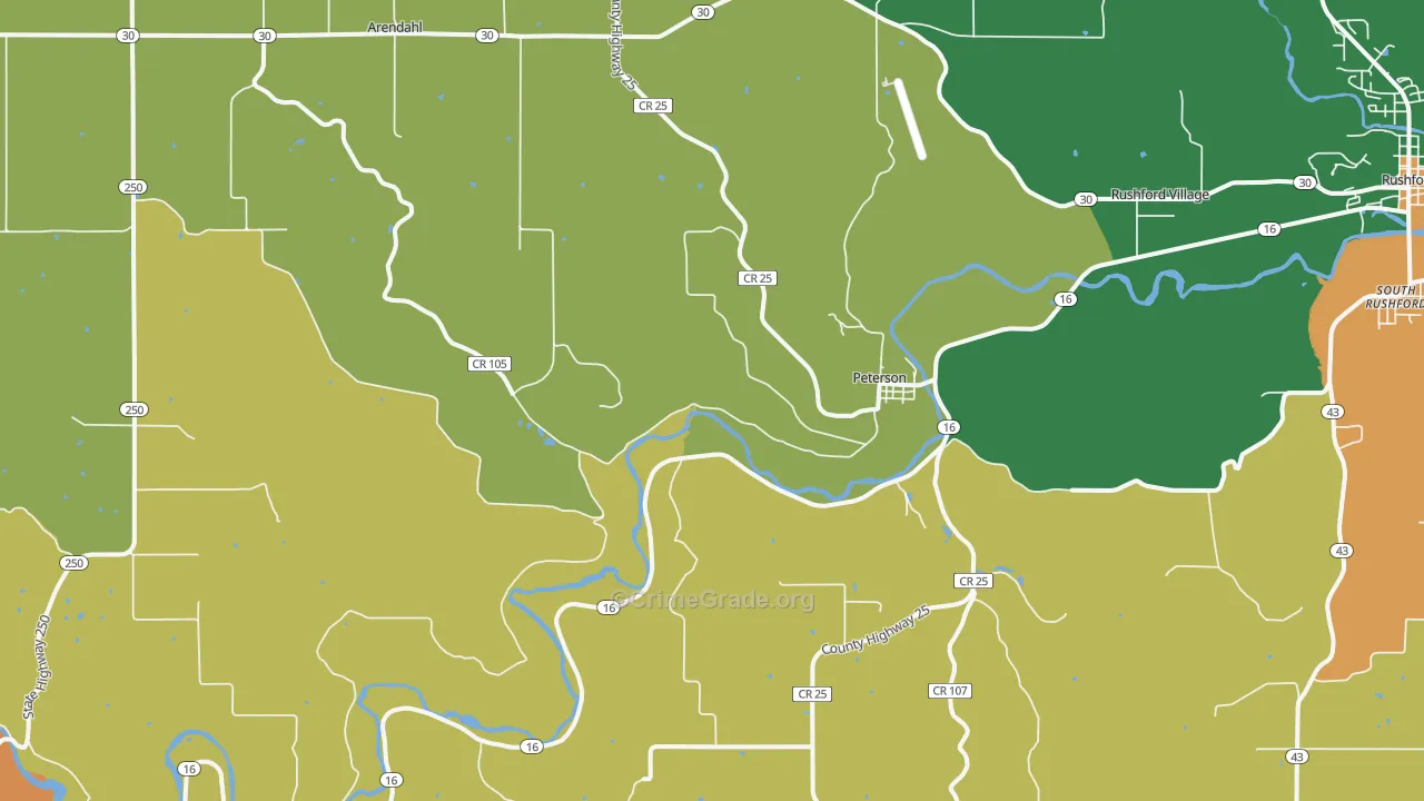 Peterson, MN Map of Robbery Rates