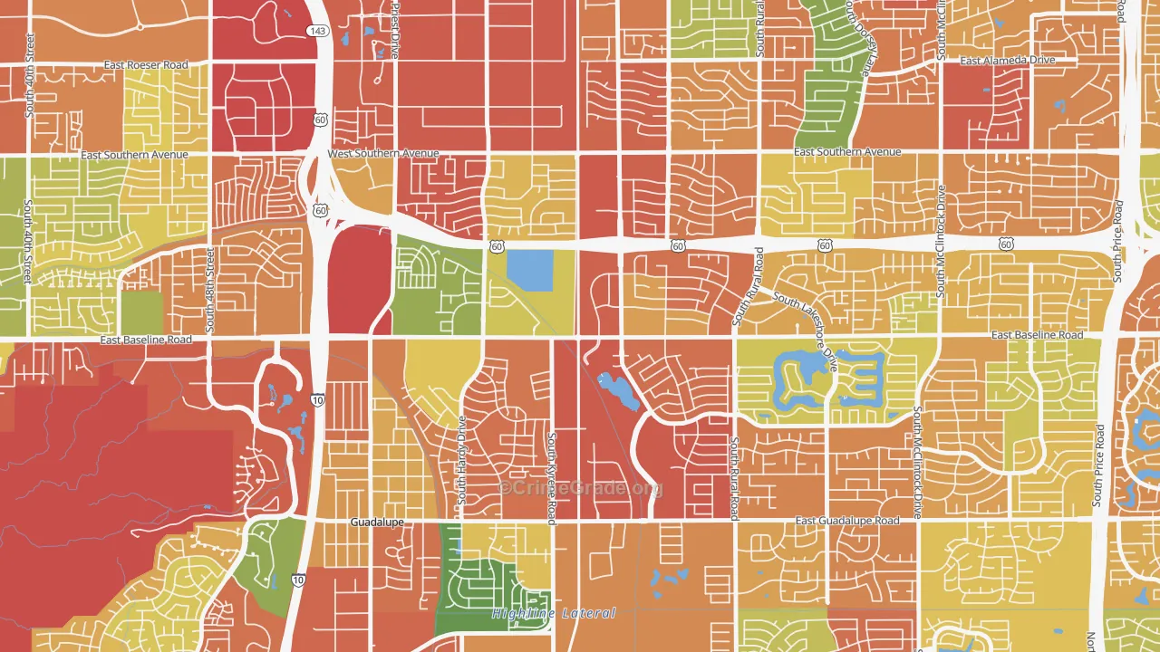 Peterson, Tempe, AZ Map of Robbery Rates