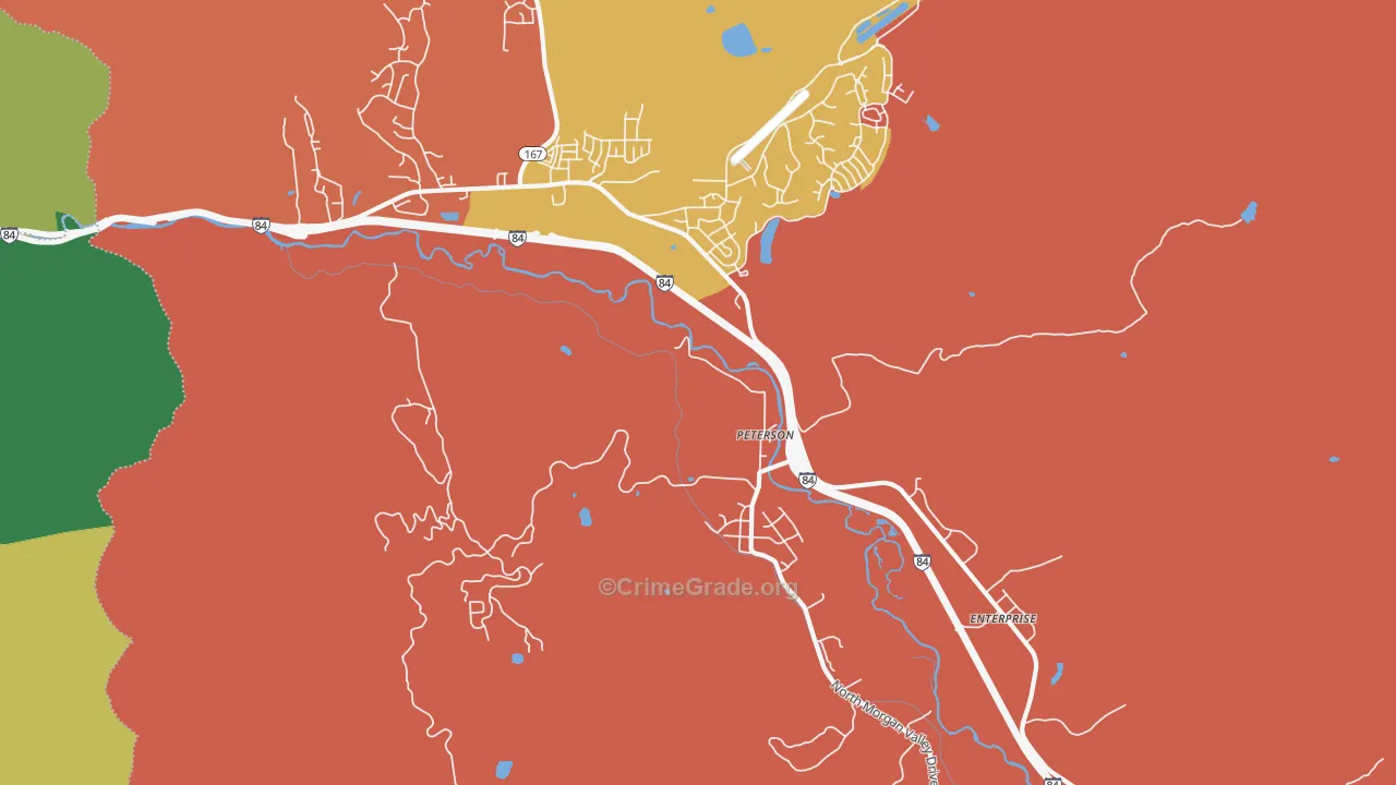 Peterson, UT Map of Robbery Rates
