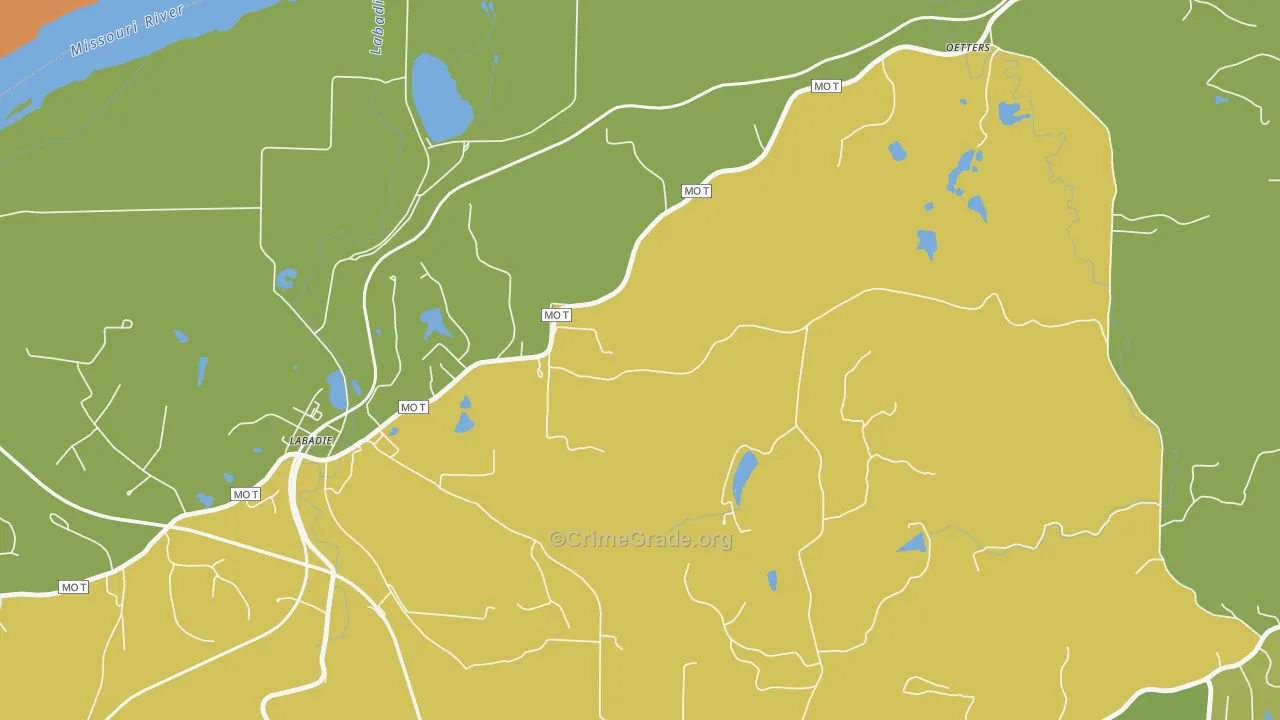 Petersville, MO Map of Robbery Rates