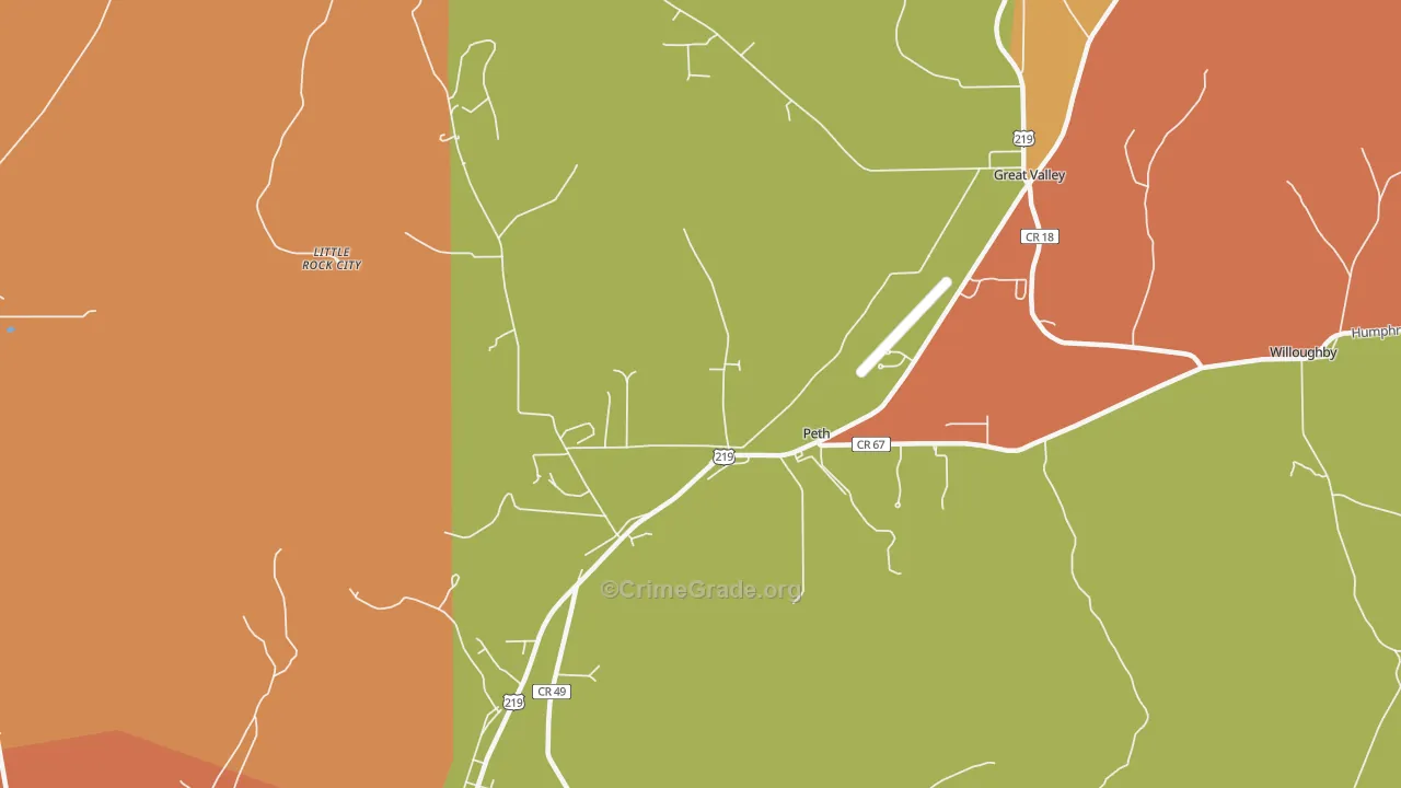 Peth, NY Map of Robbery Rates
