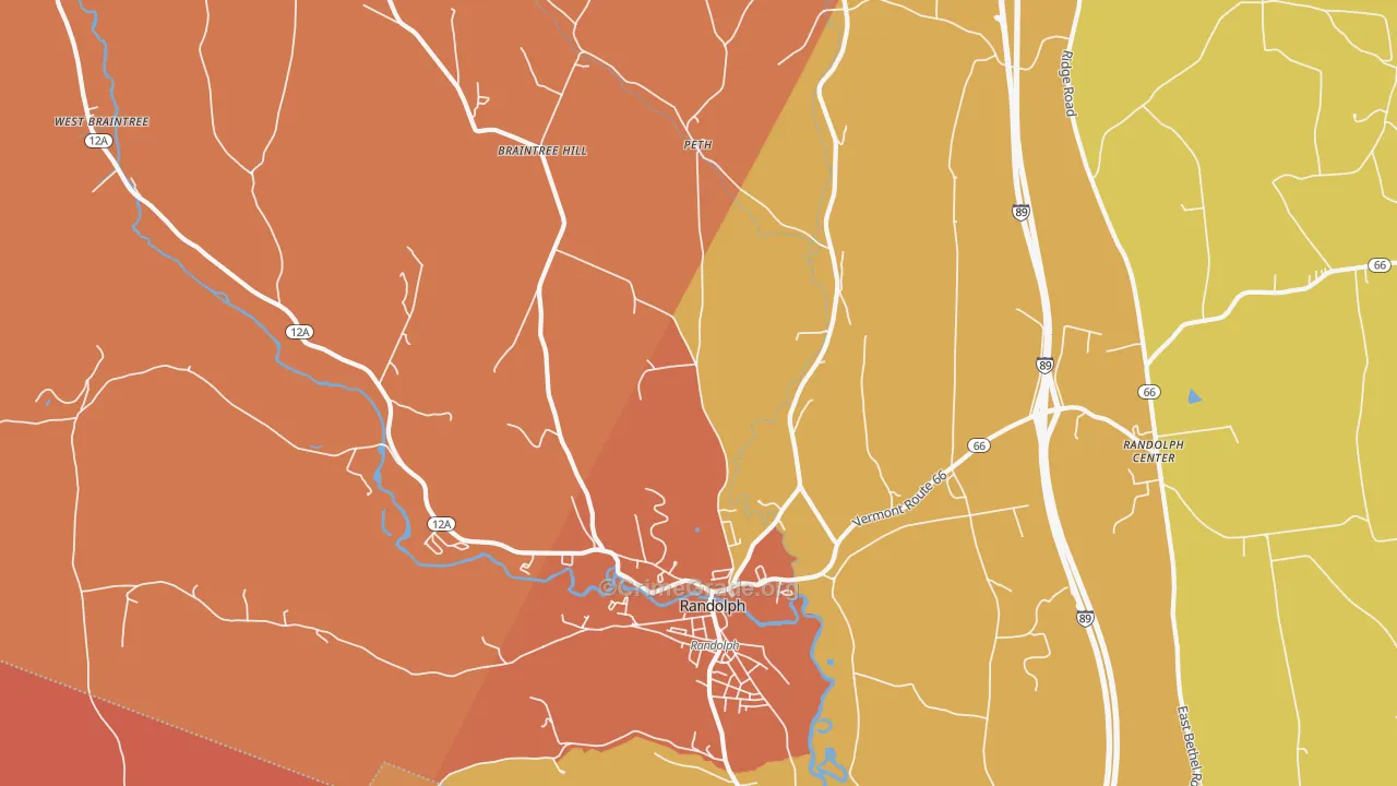 Peth, VT Map of Robbery Rates