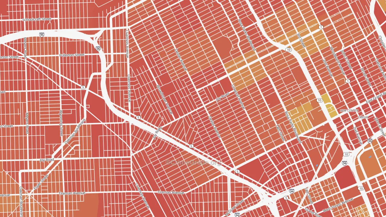 Petosky-Otsego, Detroit, MI Map of Robbery Rates