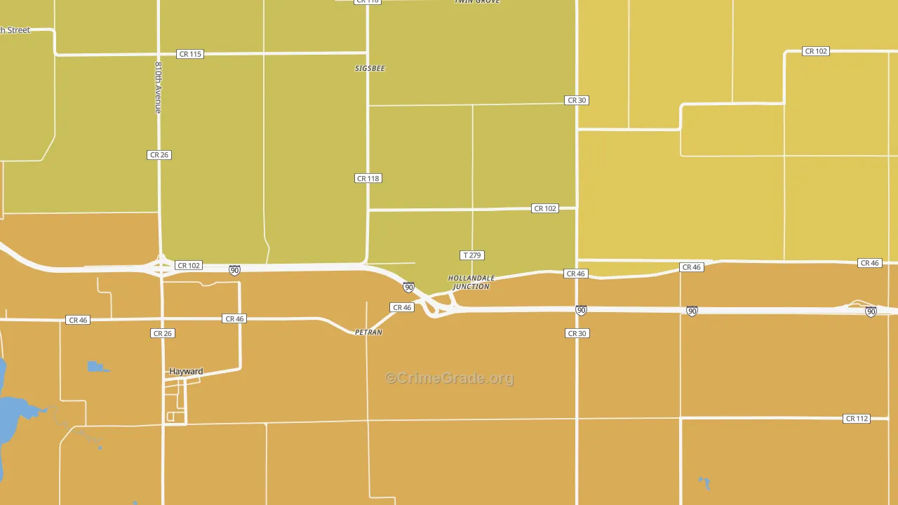 Petran, MN Map of Robbery Rates