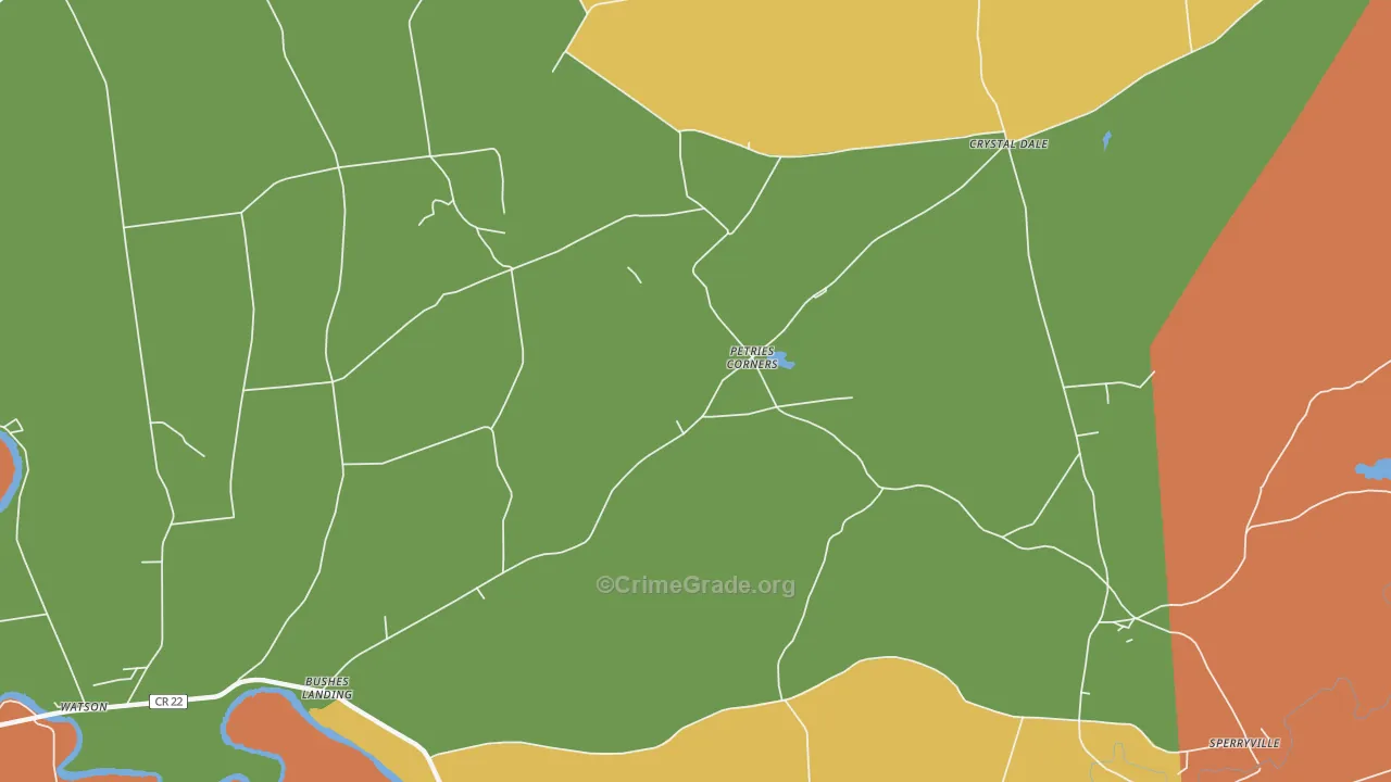 Petries Corners, NY Map of Robbery Rates