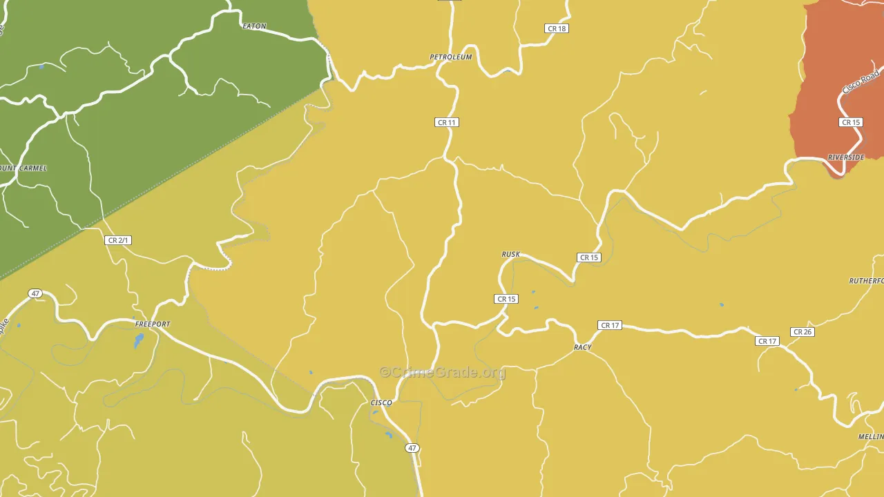 Petroleum, WV Map of Robbery Rates