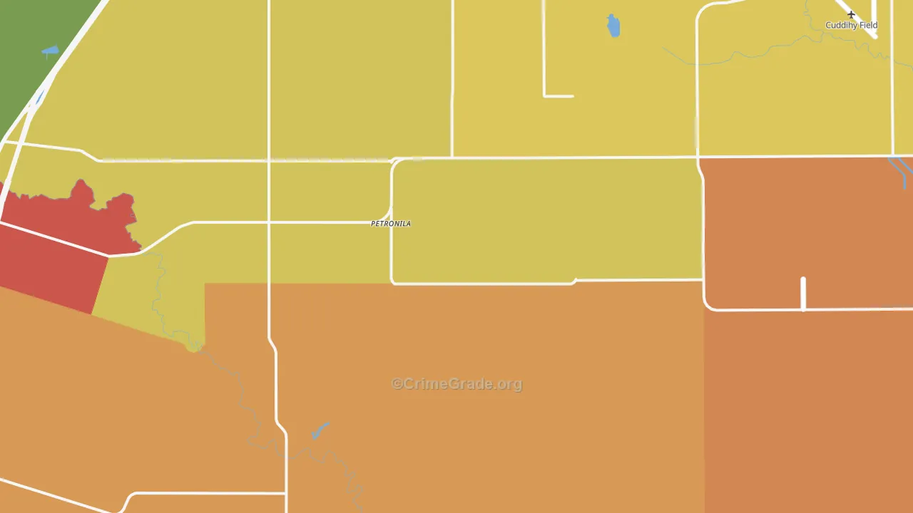 Petronila, TX Map of Robbery Rates