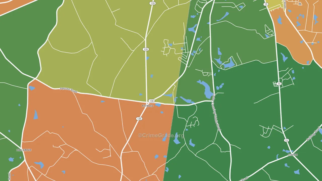 Petross, GA Map of Robbery Rates