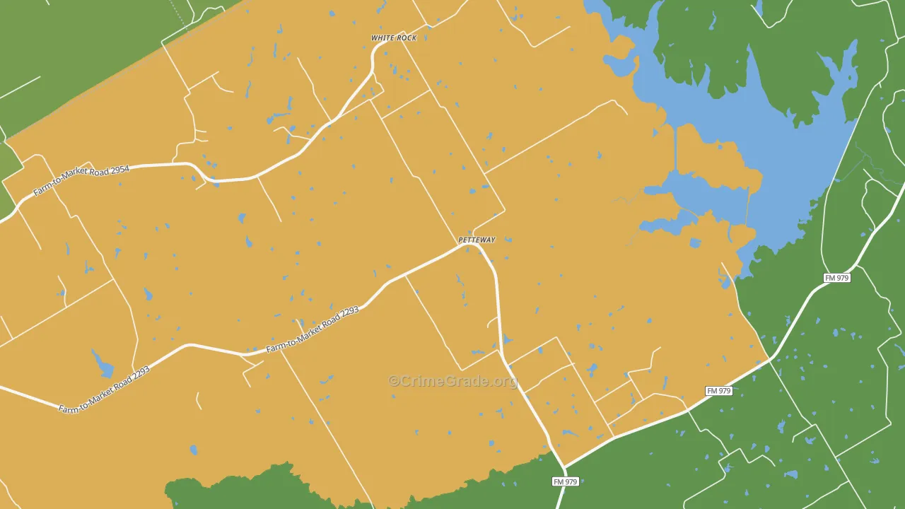 Petteway, TX Map of Robbery Rates