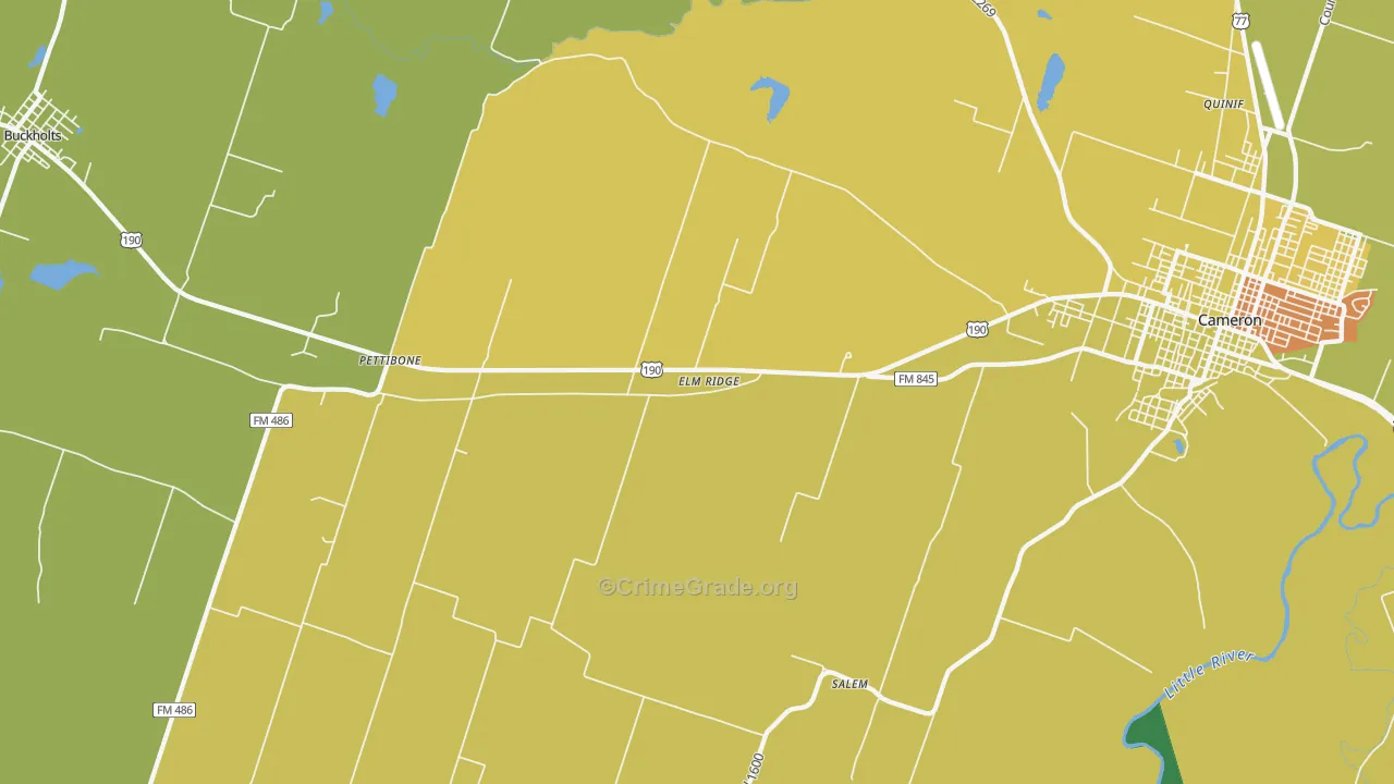Pettibone, TX Map of Robbery Rates