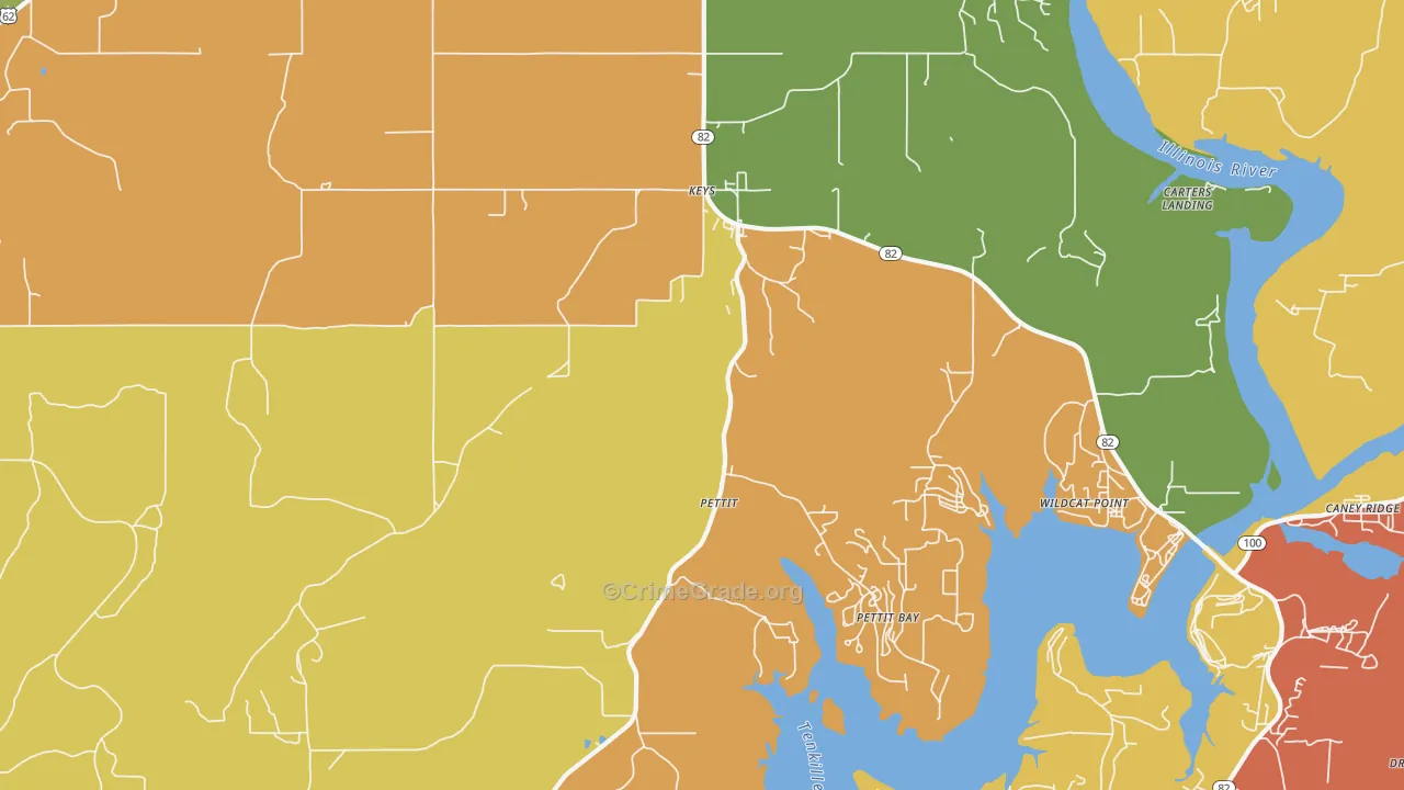 Pettit, OK Map of Robbery Rates