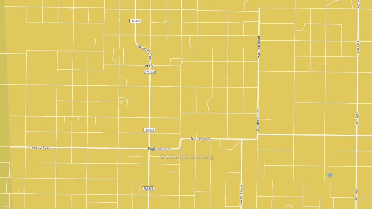 Pettit, TX Map of Robbery Rates
