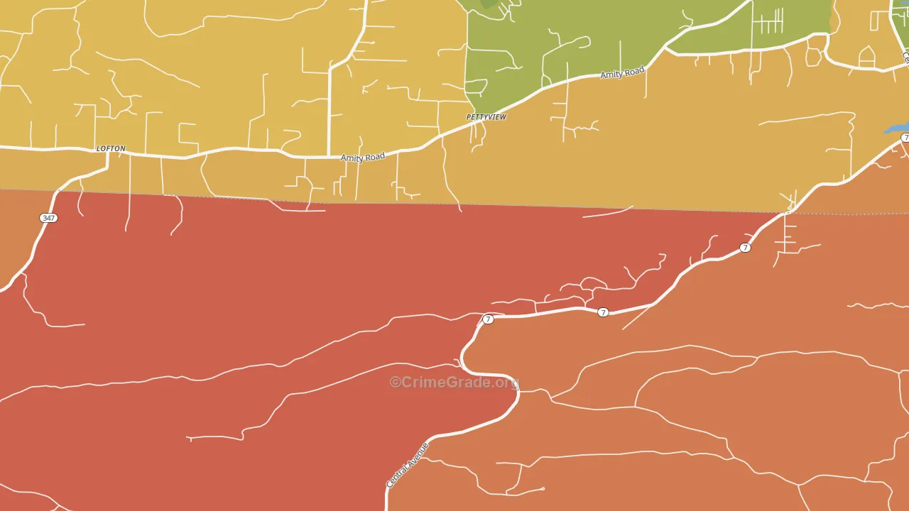 Pettyview, AR Map of Robbery Rates
