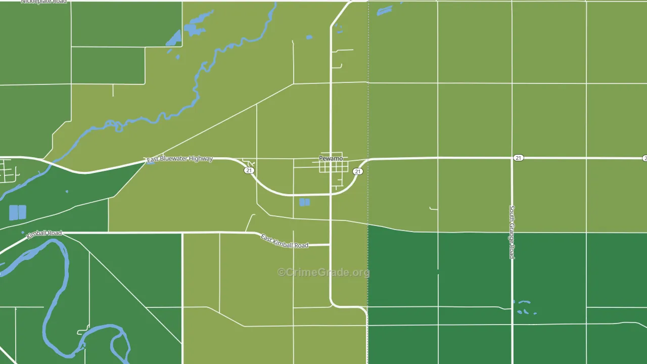 Pewamo, MI Map of Robbery Rates