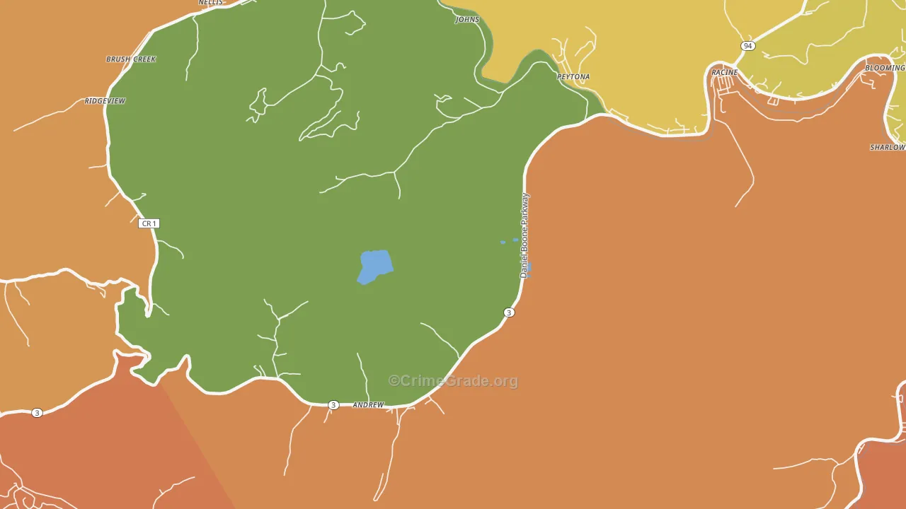 Peytona, WV Map of Robbery Rates