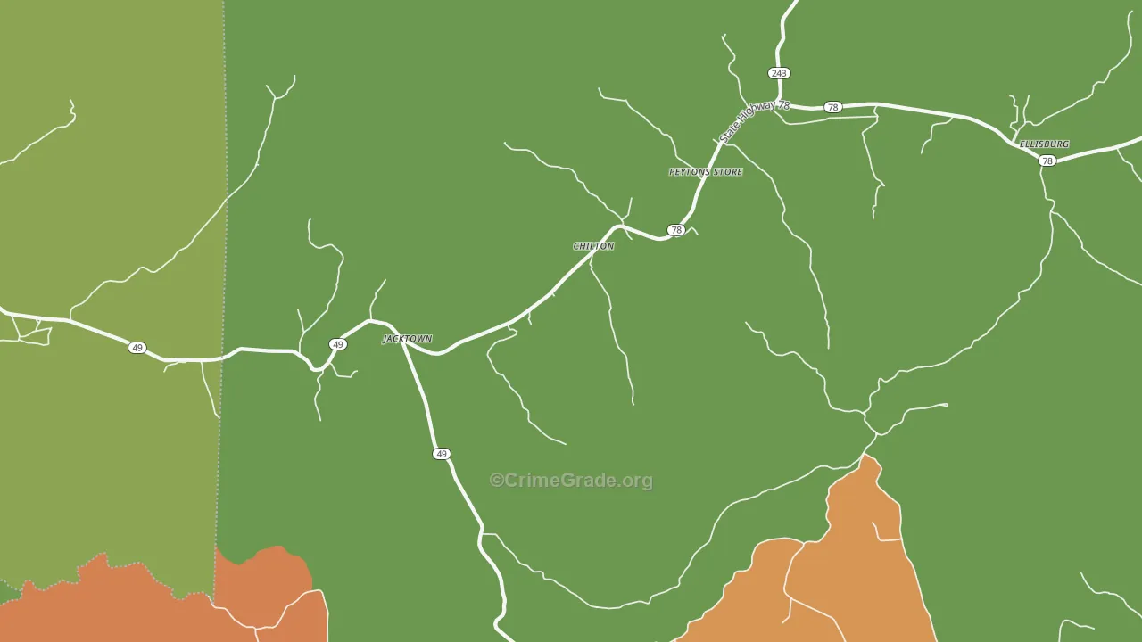 Peytons Store, KY Map of Robbery Rates
