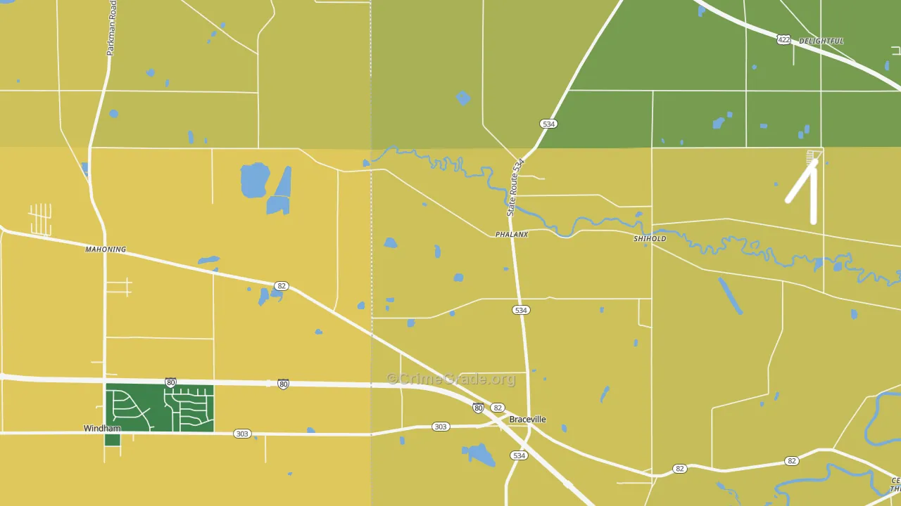 Phalanx, OH Map of Robbery Rates