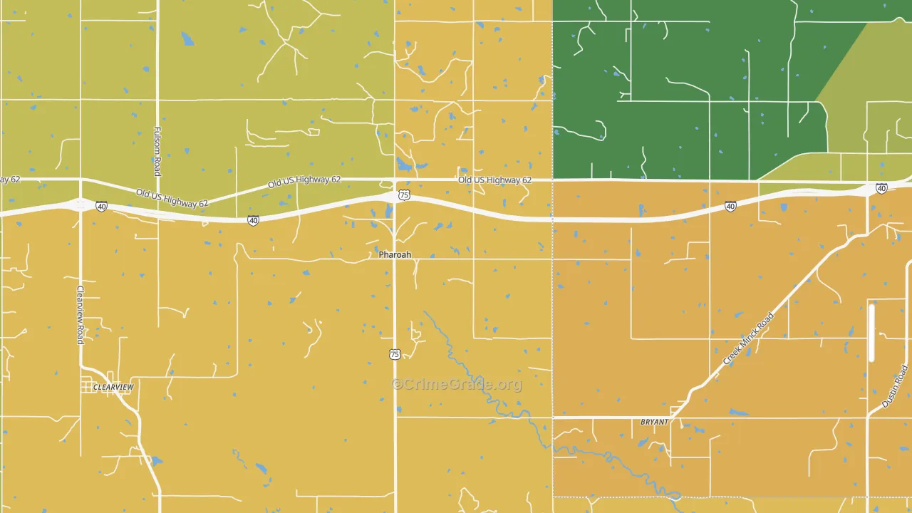 Pharoah, OK Map of Robbery Rates