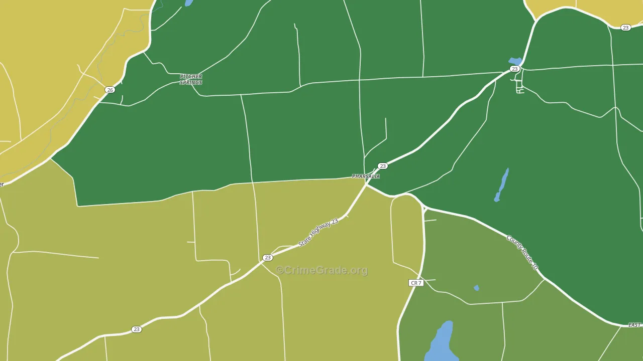 Pharsalia, NY Map of Robbery Rates