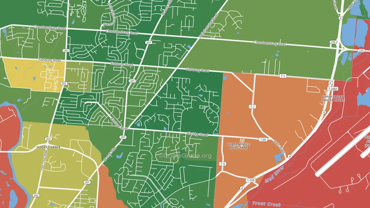 Pheasant Hill, Dayton, OH Map of Robbery Rates