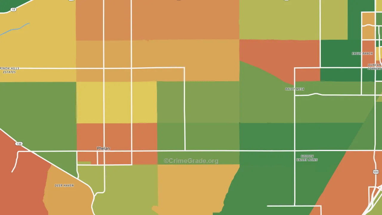 Phelan, CA Map of Robbery Rates