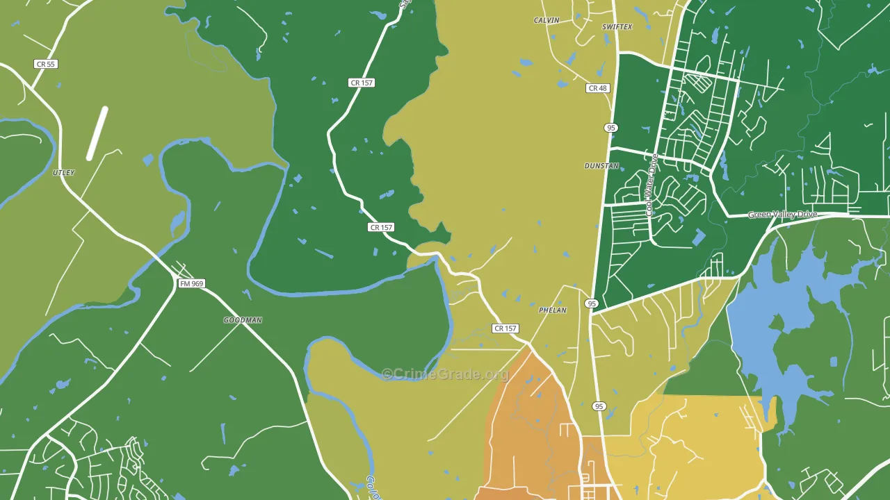 Phelan, TX Map of Robbery Rates