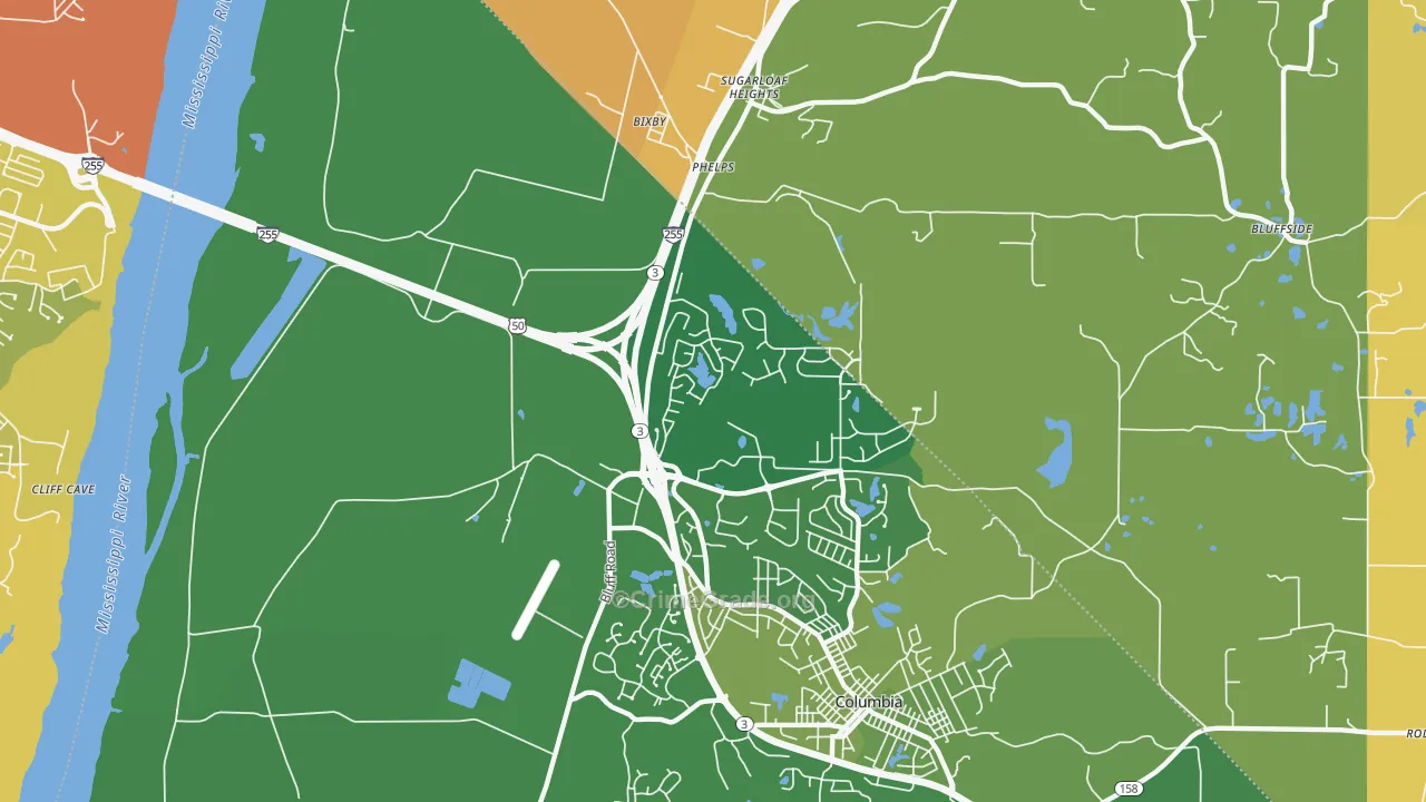 Phelps, IL Map of Robbery Rates