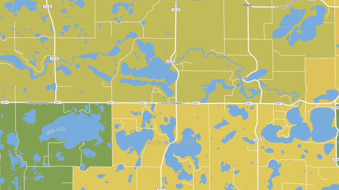 Phelps, MN Map of Robbery Rates