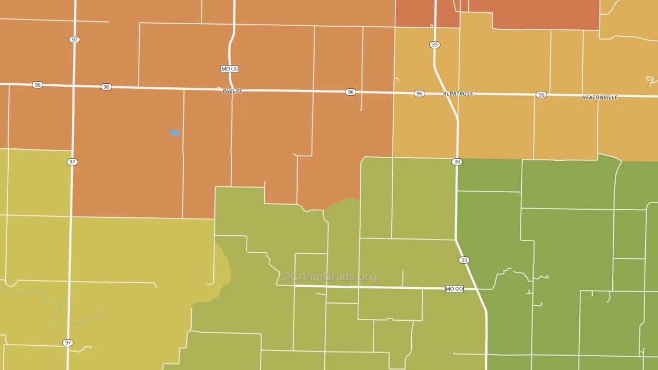 Phelps, MO Map of Robbery Rates