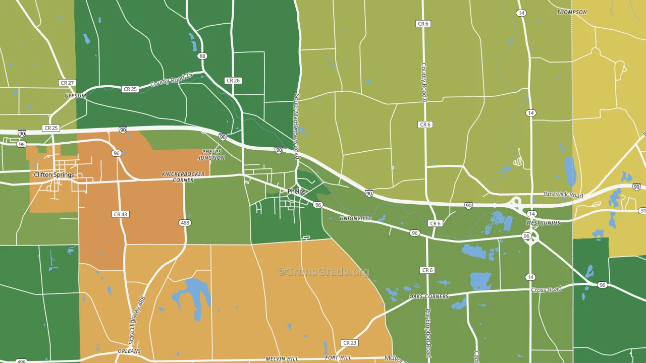 Phelps, NY Map of Robbery Rates