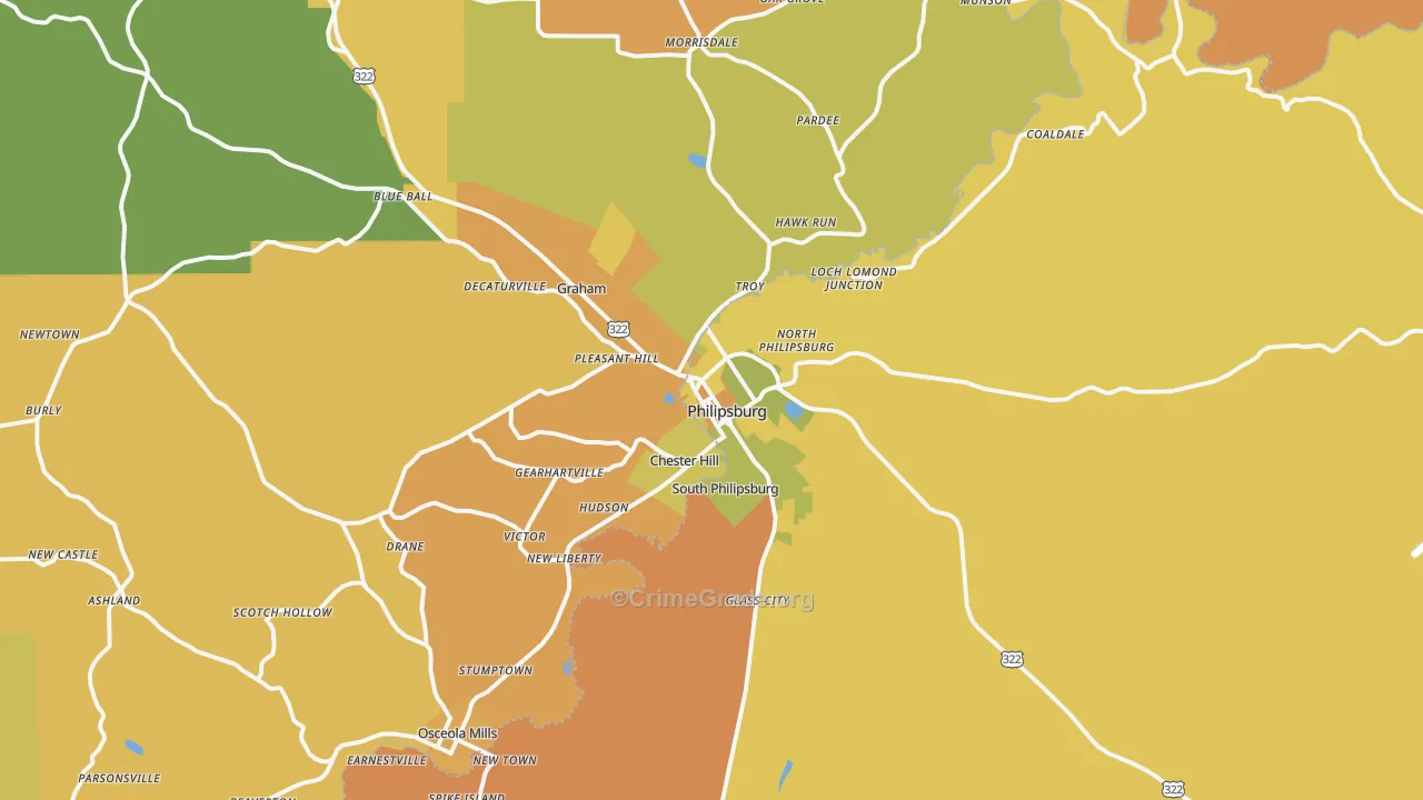 Philipsburg, PA Map of Robbery Rates