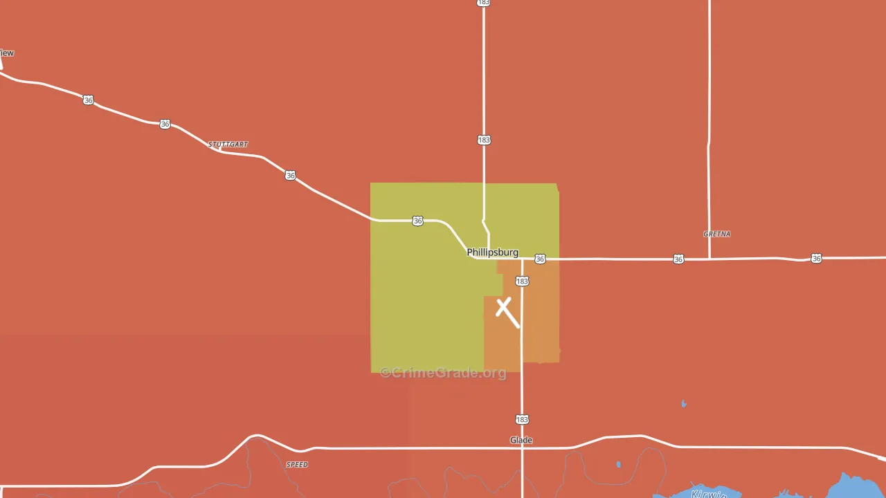 Phillips County, KS Map of Robbery Rates