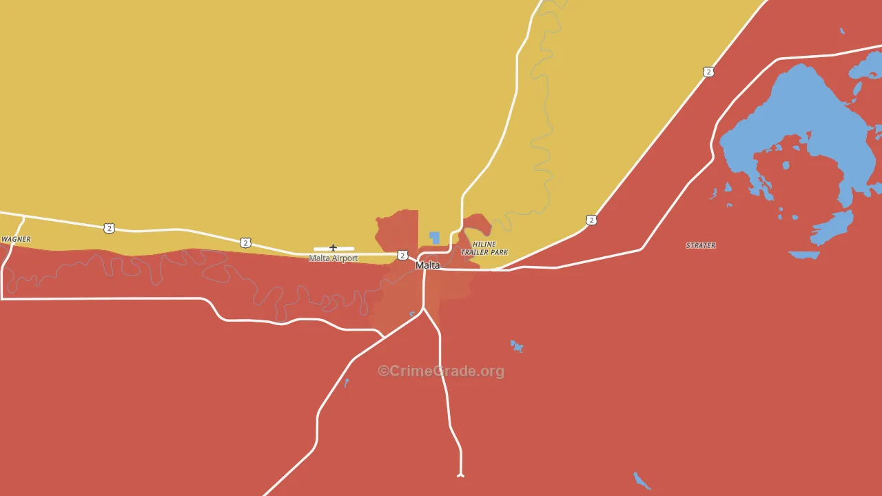 Phillips County, MT Map of Robbery Rates
