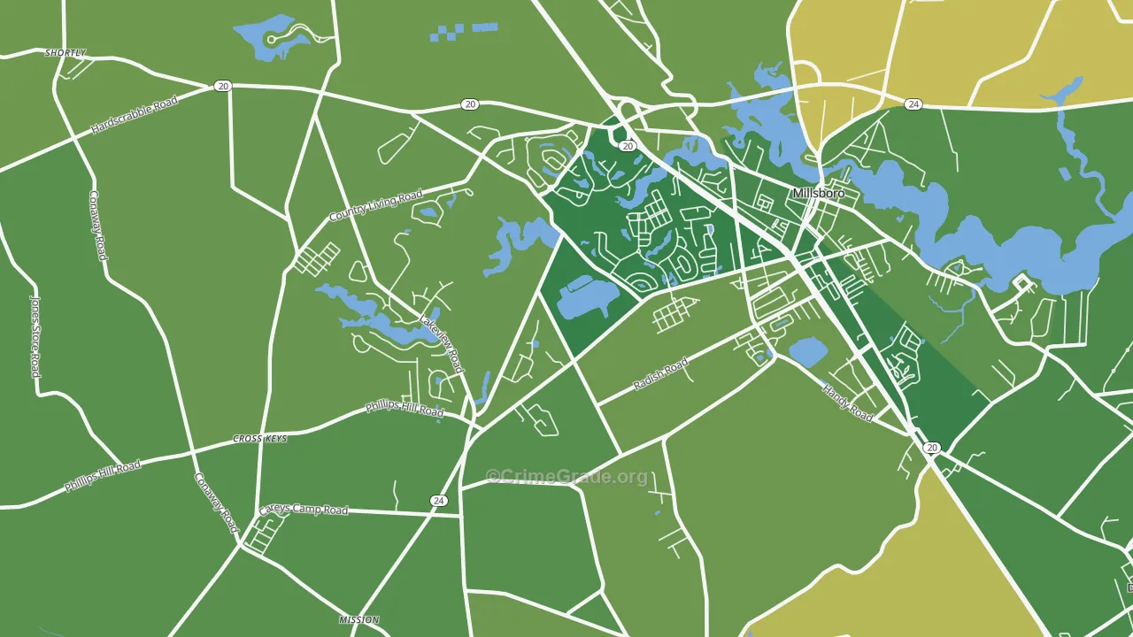 Phillips Hill, DE Map of Robbery Rates