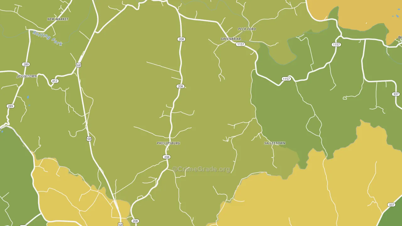 Phillipsburg, KY Map of Robbery Rates