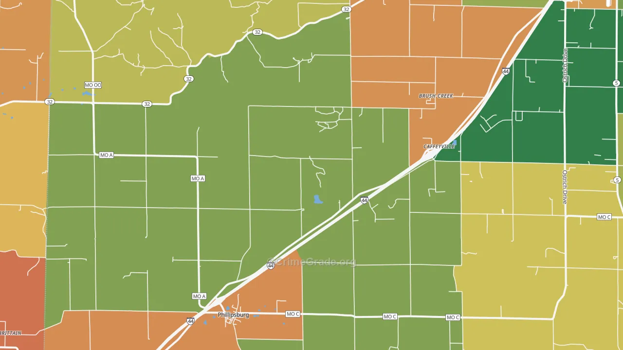 Phillipsburg, MO Map of Robbery Rates