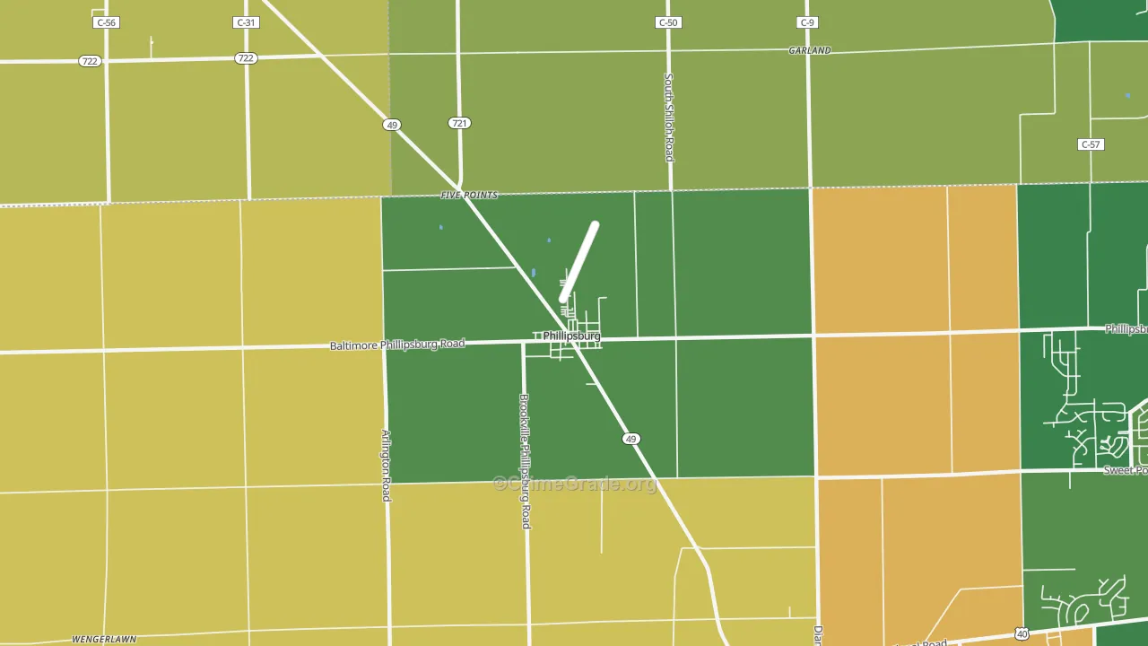 Phillipsburg, OH Map of Robbery Rates